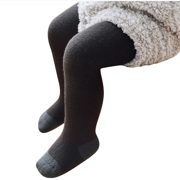 Polainas Para Niños Medias Para Bebés Invierno Para Niñas Forro Grueso Calor Pantalones Largos De Lana Leggings Negro Odeerbi LM103-3976
