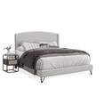 Boucle Fabric Upholstered Full Size Platform Bed Frame, Round Arc Wing ...
