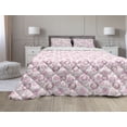 thumbnail image 1 of Floral Comforter & Sham Bedding Set, Top View Illustration of Romantic Blooming Roses Composition, 3 pcs Duvet Set Microfiber Filling Quilt, 5 Sizes, Pink Mauve Taupe, by Ambesonne, 1 of 4