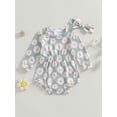 thumbnail image 4 of Michellecmm  Baby Girl Floral Romper Long Sleeve Jumpsuit Bow Headband Fall Outfit, 4 of 9
