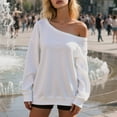 thumbnail image 2 of Bmisegm Women's off Shoulder Sweatshirts for Women Casual Long Sleeve Pullover Tops for Daily Wear Comfortable White M, 2 of 5