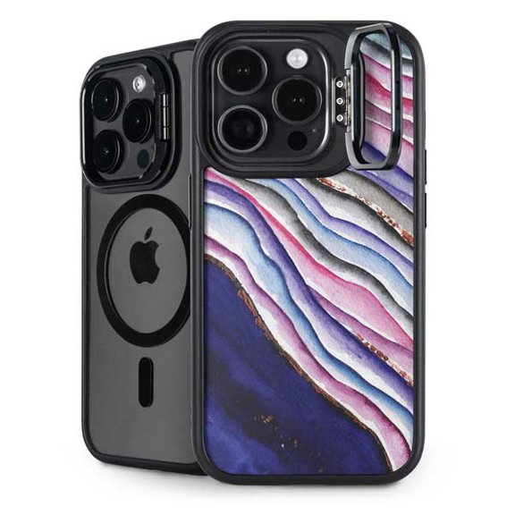 Skinit Violet Watercolor Geode iPhone 14 Pro Kickstand Case