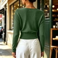 thumbnail image 6 of Bzdzmqm Womens V Neck Wrap Sweater Long Sleeve Ribbed Knit Slim Fit Pullover Top Fall Winter Office Work Wear, Bronze L, 6 of 9