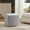 thumbnail image 6 of 18.5" Wide Modern Square Boucle Upholstered Ottoman with Solid Wood Legs, Multi-Functional Sofa Footrest, Side Table, Extra Seating for Living Room, Bedroom, Fully Assembled (Gray), 6 of 14