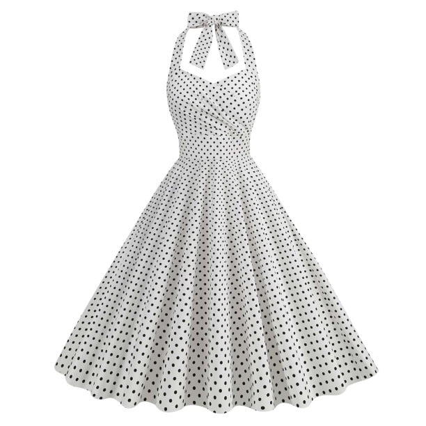 Pisexur Robes Rétro à Pois pour Femmes Vintage des Années 1950 à Col Licou Cocktail Robe de Soirée Évasée Robe de Bal des Années 50 60 Robes Rockabilly