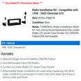 thumbnail image 2 of Radio Installation Kit - Compatible with 1998 - 2002 Chevy S10 1999 2000 2001, 2 of 2