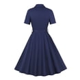 thumbnail image 2 of Gspmoly Robes Grande Taille pour Femmes aux Formes, Mode Femme Manches Courtes Col en V Col Tailleur Boutonné Vintage Ceinture Robe de Couleur Unie Robes de Cocktail pour Femmes jusqu'à 70 % de Rabais, 2 of 8