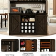 thumbnail image 5 of DreamCurship 55”Farmhouse Coffee Bar Cabinet, Sideboard Buffet Cabinet with 2 Doors, Kitchen Storage Cabinet with 12 Wine Racks & 8 Cup Hooks for Kitchen, Dining Room, Dark Oak, 5 of 7