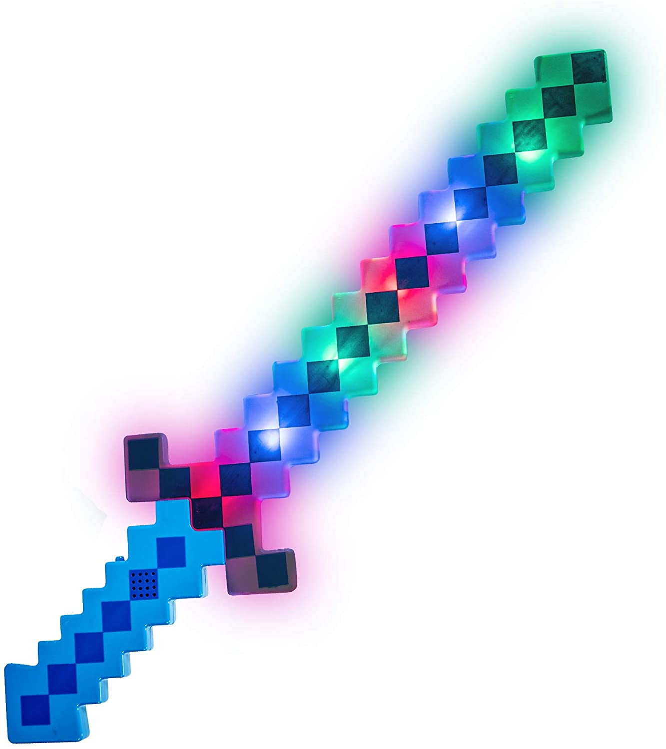 2 Pack - LED Light Up Pixel 8-Bit Toy Sword for Kids - Blue - Walmart.com