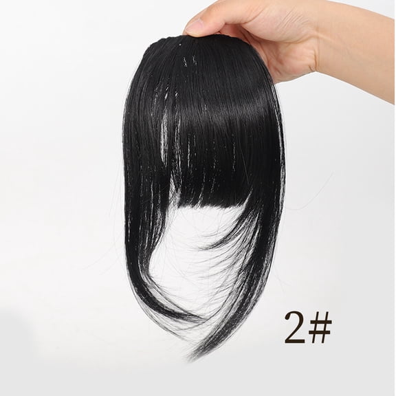 XmhyTop 3 Piece Glueless Clip-in Bangs Wig Piece, 7in Bangs & 12in Sideburns Synthetic Natural-Looking Hair Extensions, Black