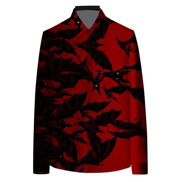 Chemise Décontractée à Manches Longues Imprimée 3D pour Hommes Halloween Mode Confortable pour Automne