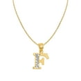 thumbnail image 1 of Precious Stars 14K Two-Tone Gold Diamond-cut Initial Letter 'F' Pendant with 18" Chain Necklace, 1 of 5