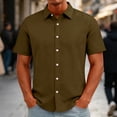 thumbnail image 2 of Delconic Mens Short Sleeve Button Down Shirt Casual Camp Collar Summer Loose Fit Lightweight Daily Wear Open Front Top Brown S, 2 of 5