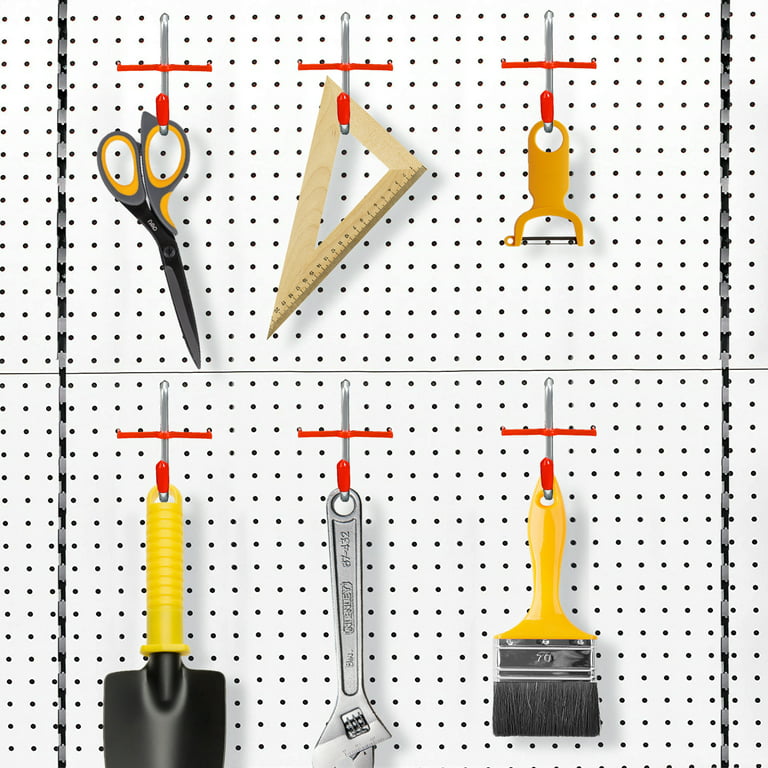 DAANXW 1/4 Extra Thick Steel Pegboard Hooks, Pegboard Hooks for Hanging  Storage(60 Piece J Hook)(Red) 