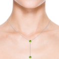 thumbnail image 4 of Angara Collier Péridot Naturel - Collier Style Lariat Péridot Rond 2,8 ct avec Lunette en Platine pour Femmes, 4 of 8