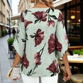 thumbnail image 5 of Jsaierl 3/4 Length Sleeve Tops for Women Casual V Neck Shirts Cute Graphic Ladies Blouses Classic Vacation Tunic Top S-2XL, 5 of 9