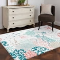 thumbnail image 4 of Summer Ocean Washable Area Rugs 2.7'x5', Teal Red Shell Coral Turtle Starfish Marine Life Low Pile Throw Living Room Rug Non-Slip Sturdy Edge Binding Carpet for Indoor Entryway Bedside Kitchen, 4 of 9
