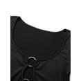 thumbnail image 4 of Seyurigaoka Women Casual T-Shirt Spring Autumn Long Sleeve Square Neck Low-Cut Hollow Out Crop Tops Sexy Plain Skinny Bottoming Shirts, 4 of 9