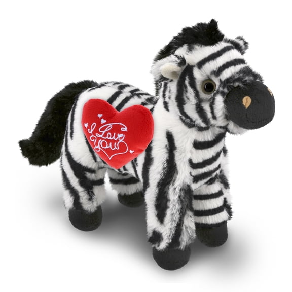 DolliBu I Love You Plush Super Soft Zebra - Cute Stuffed Animal Zebra with Red Heart Plush for Valentines, Anniversary, Romantic Date, Boyfriend, or Girlfriend Gift - 9 Inches