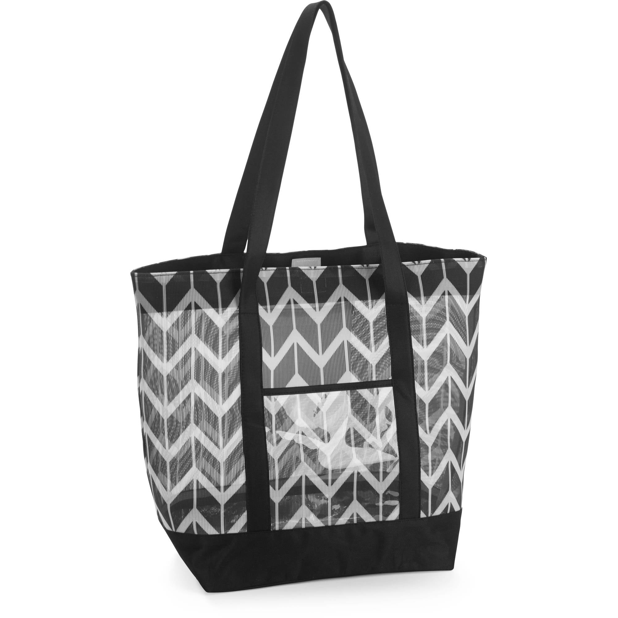 black mesh beach bag