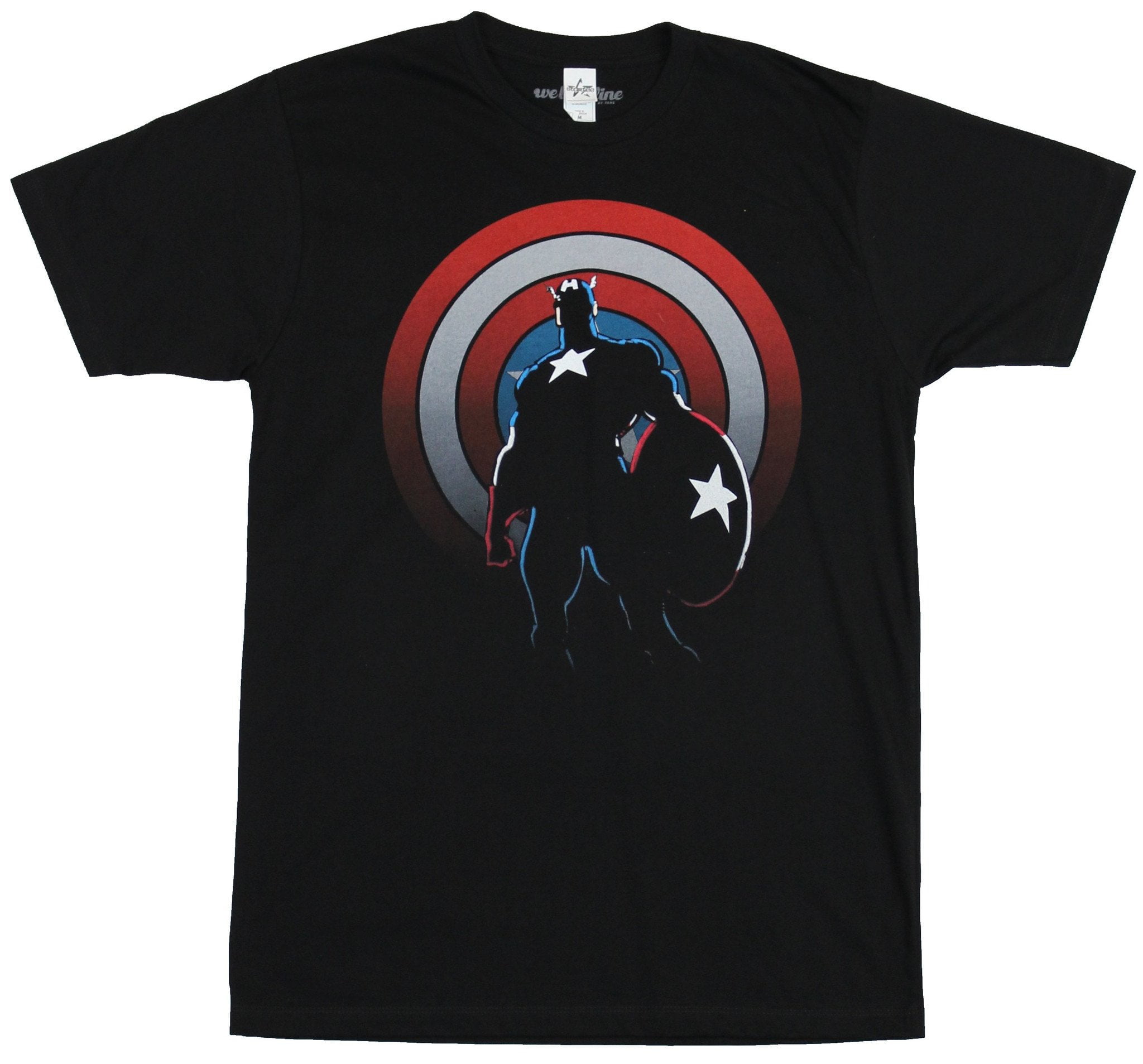 Captain America (Marvel) Mens TShirt Stands Proud Against Shield In