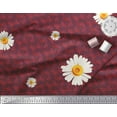 thumbnail image 2 of Soimoi polyester Crepe Fabric Leaves & Daisy Flower Printed Craft Fabric by the Yard 42 Inch Wide, 2 of 3