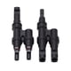 thumbnail image 2 of Conector de cable solar, 2 piezas Conector de rama solar 1 a 2 Diseño macho hembra Conector T solar impermeable con llave, 1500V DC 50A, 2 of 14
