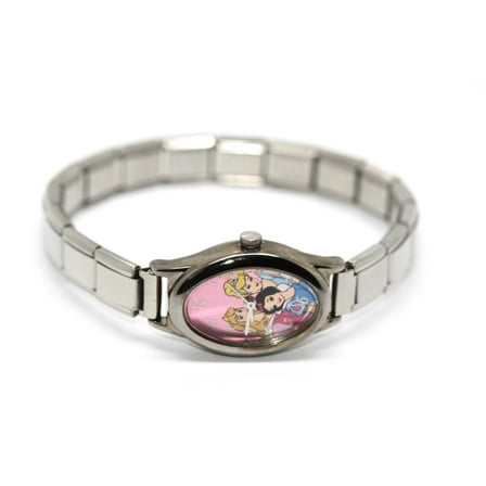 WALT DISNEY COLLECTORS EDITION SILVER MURANO ITALIAN CHARM PRINCESS WATCH