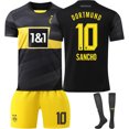 thumbnail image 1 of 2024-2025 Dortmund jersey No. 9 Allais 10 Sancho 11 Reus home football uniform kids boys and girls kit{HONGDE} Size 10 socks, 1 of 5