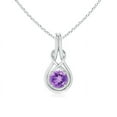 thumbnail image 1 of Angara Collier en Améthyste Naturelle - Pendentif Solitaire en Améthyste Ronde Nœud Infini en Or Blanc 14 K pour Femmes, 1 of 8