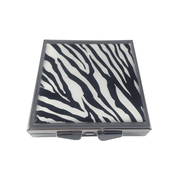 Zebra Print Fashion Square Four Section Pocket Purse Travel Pill Box Case