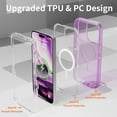 thumbnail image 5 of For iPhone 12 Pro Max&13 Pro Max Magsafe Case, Transparent Phone Case Compatible with MagSafe, Triple Layer Magnetic Charging Case, Heavy Duty Shockproof and Drop-Proof Phone Case, Crystal Purple, 5 of 6