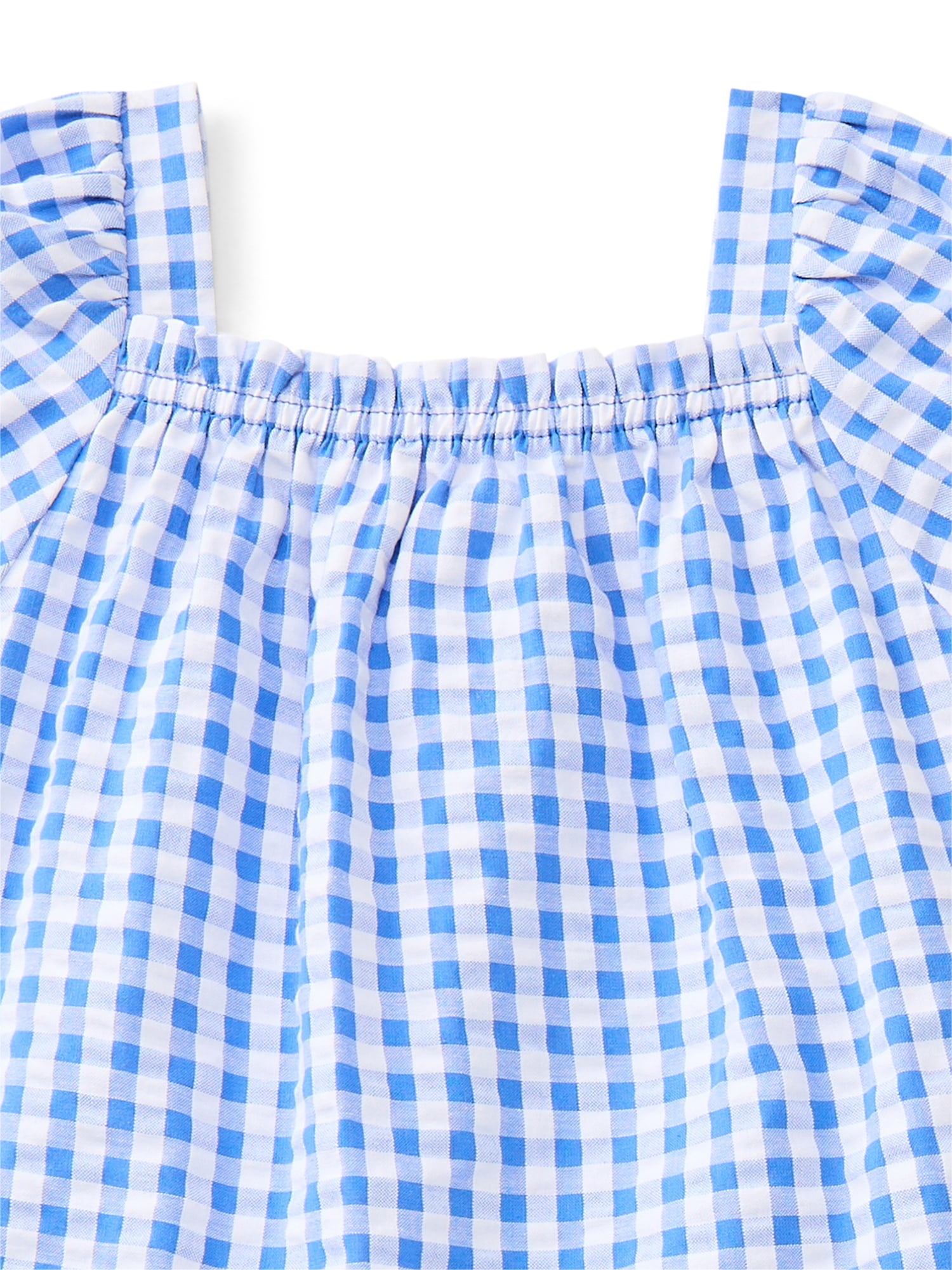 Wonder Nation Toddler Girls' Cotton Seersucker Top and Wide Leg Pants Set, 2-Piece, Sizes 12M-5T