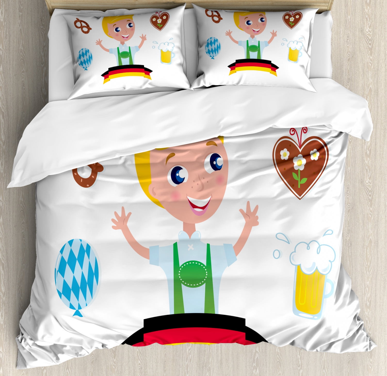 German King Size Duvet Cover Set, Bavarian Boy with Blonde Hair with