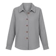 thumbnail image 7 of GUACER Tops for Women Waffle Knit Long Sleeve Button Down Collared Button-Down Shirts, 7 of 7