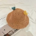 thumbnail image 2 of Penkiiy Baby Hats Bucket Hat Toddler Baby Girls And Boys Summer Woven Hat Sun Protection Sun Hat Brown Hat for 3-6 Years, 2 of 3
