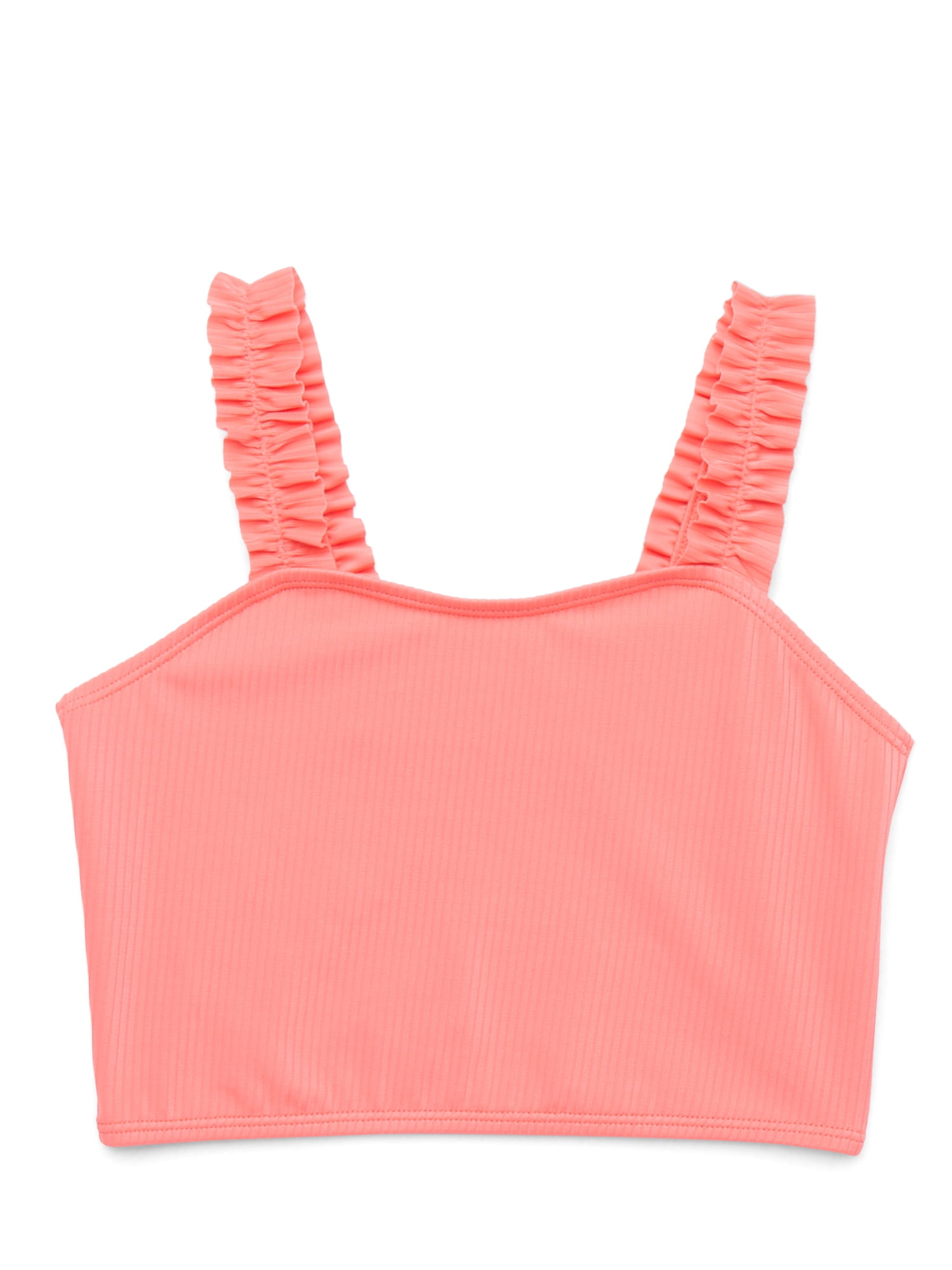 Wonder Nation Girls 2-Piece Ribbed Tankini Swimsuit with UPF50+, Sizes 4-18