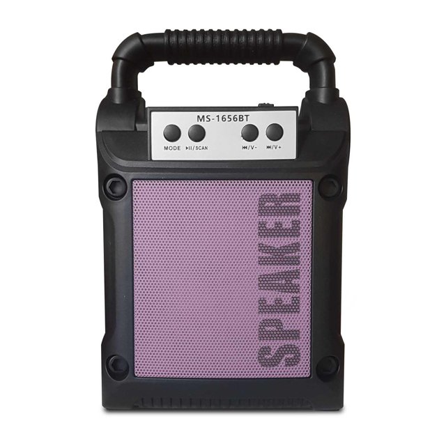 Bocina bluetooth bafle 3" USB micro sd radio recargable Rosa negro Chico Generico MS-1656BT-P