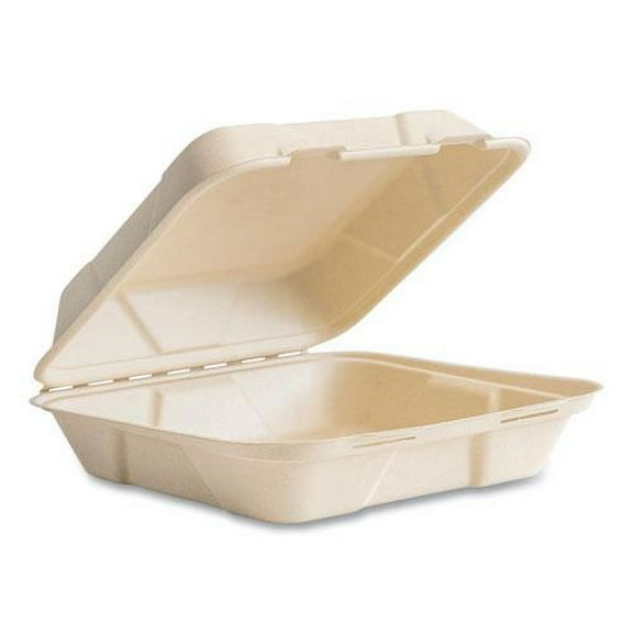Vegware Nourish Molded Fiber Takeout Container, 9 x 10 x 2, Natural, Sugarcane, 200/Carton