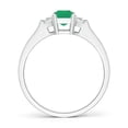 thumbnail image 2 of ANGARA Natural Emerald-Cut Emerald and Trapezoid Diamond Three Stone Ring in 14K White Gold for Women (Size-6x4mm) | May Birthstone, Anniversary, Jewelry Gift for Women | Natural Emerald Ring, 2 of 8