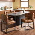 thumbnail image 6 of GrandNoor Coffee Faux Leather Dining Chairs Set of 2, Mid-Century Modern Dining Room Chairs with Armless, Checkered Kitchen Chair with Metal Legs, 6 of 9