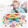 thumbnail image 2 of 1 pack of 250 mushroom nail toys children's diy handmade bead puzzle wooden pixel painting mushroom cubes, preschool fun puzzle, 2 of 5