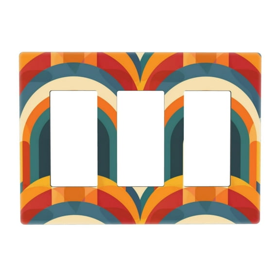 Retro Color Vibrant Switch Cover Decorative Wall Plate 3-Gang Screwless Standard Size