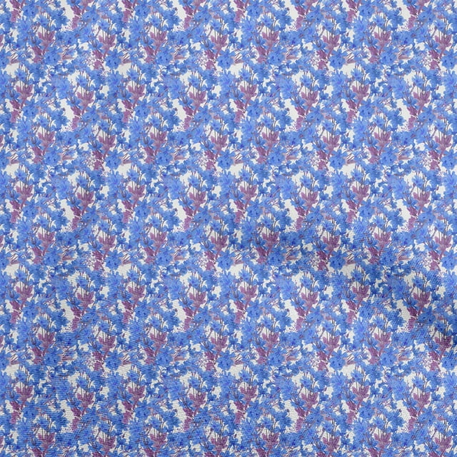 oneOone Rayon Medium Blue Fabric Florals Craft Projects Decor Fabric Printed By The Yard 56 Inch Wide
