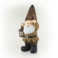 thumbnail image 3 of Alpine Corporation 16"H Indoor/Outdoor Garden Gnome with Lantern Statue, Brown, 3 of 12