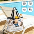 thumbnail image 5 of Funny Cartoon Beach Bag for Women, Large Breathable Mesh Beach Tote Bag, Blue Cute Cat Train Cloud Star Bow Knot Sandproof Lightweight Travel Bags for Vacation Picnic Swimming Pool 15.7"x15.7"x9.1", 5 of 9