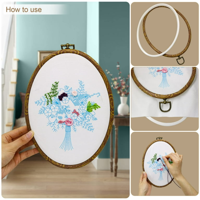 Easy Cross Stitch Kit showing a Christmas Gift, with 3 (7.7cm) Hoop.