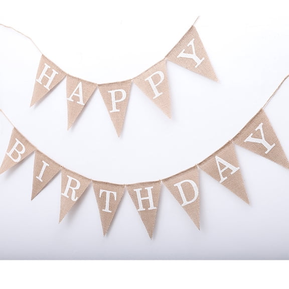 FUTUREORYY Happy Birthday Banner with Premium Burlap Material and Beige Color for Decorating Bedrooms or Living Rooms 2m Long