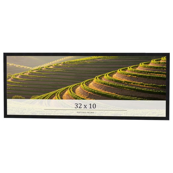 32x10 Frame Black Real Wood Picture Frame Width 0.75 inches | Interior Frame Depth 0.5 inches |