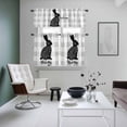 thumbnail image 5 of Easter Rabbit Kitchen Curtains and Valances Set, Bunny Welcome Gray Buffalo Plaid Rod Pocket Window Valance 18 Inch Window Curtain Panels for Living Room Bedroom Laundry, 27.5x24in, 3 Pieces, 5 of 9